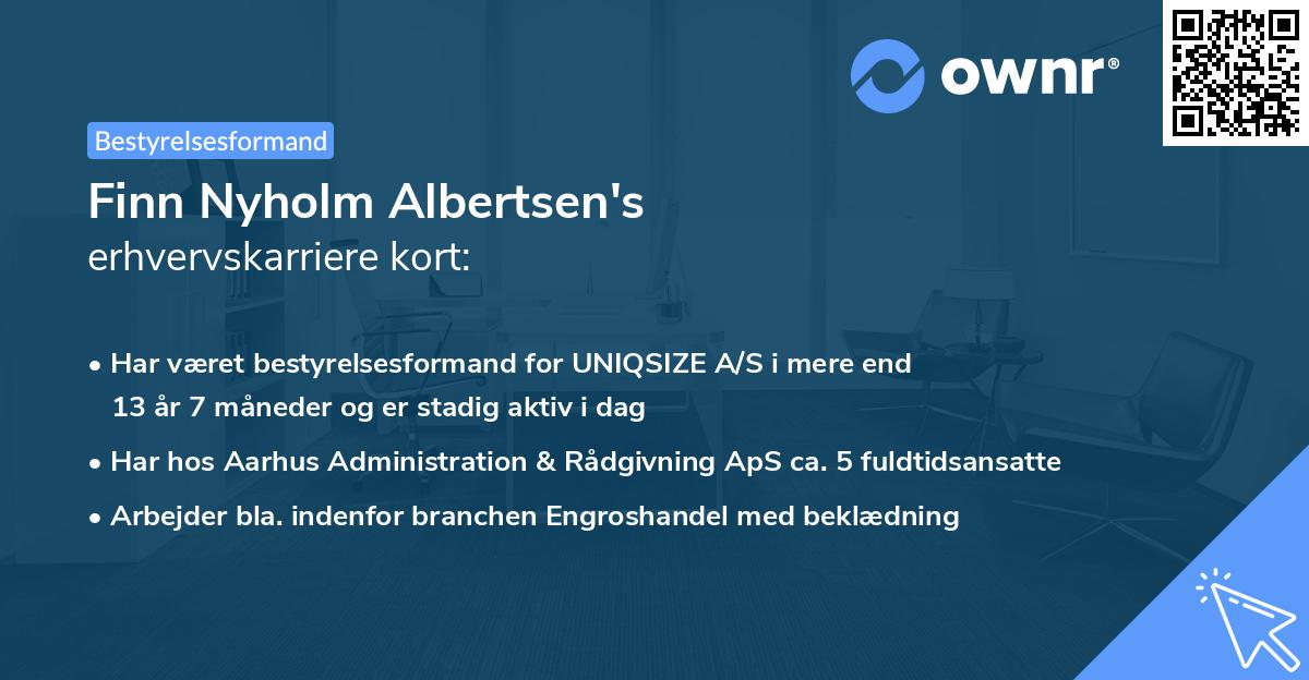 Finn Nyholm Albertsen's erhvervskarriere kort