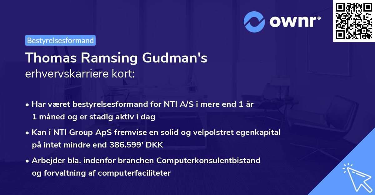 Thomas Ramsing Gudman's erhvervskarriere kort