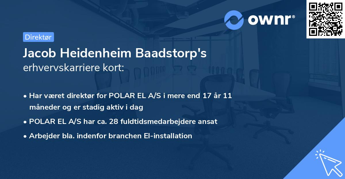Jacob Heidenheim Baadstorp's erhvervskarriere kort