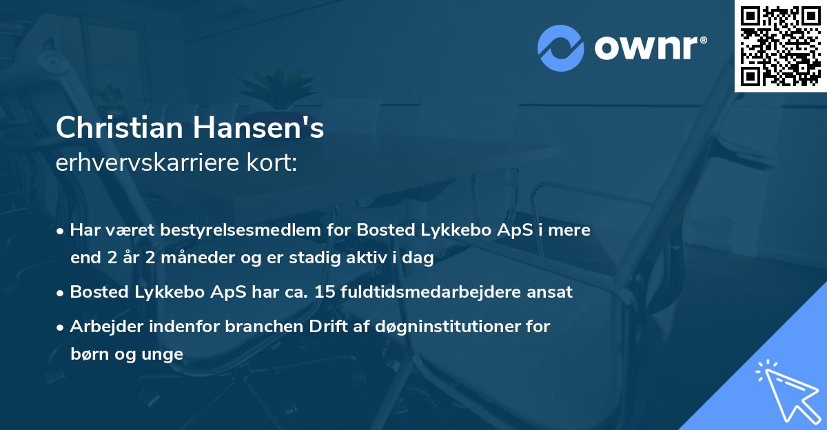 Christian Hansen's erhvervskarriere kort