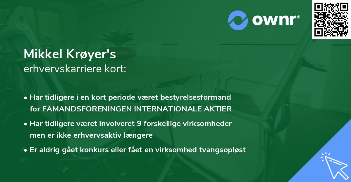 Mikkel Krøyer's erhvervskarriere kort