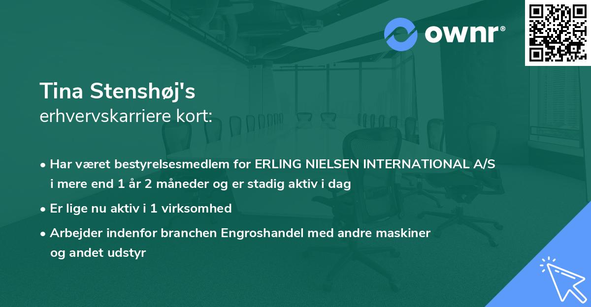Tina Stenshøj's erhvervskarriere kort