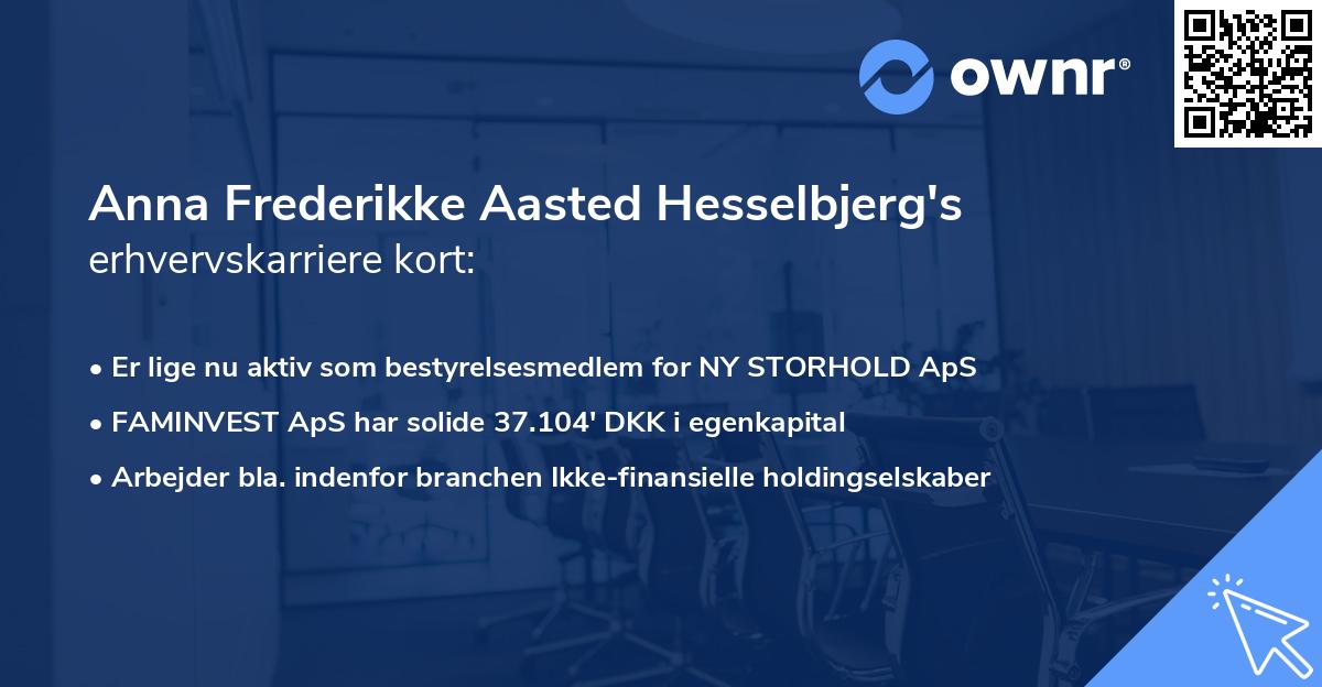 Anna Frederikke Aasted Hesselbjerg's erhvervskarriere kort