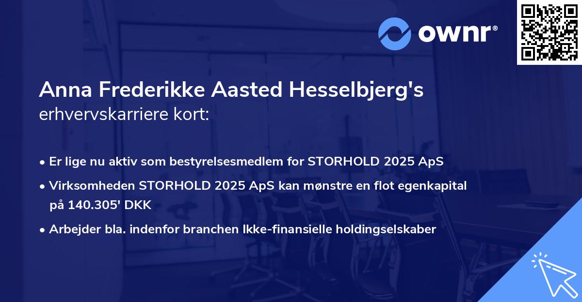 Anna Frederikke Aasted Hesselbjerg's erhvervskarriere kort