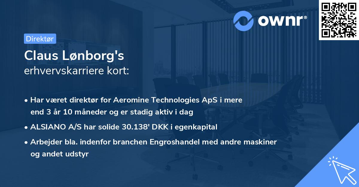 Claus Lønborg's erhvervskarriere kort