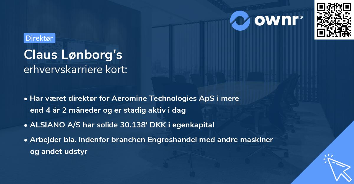 Claus Lønborg's erhvervskarriere kort