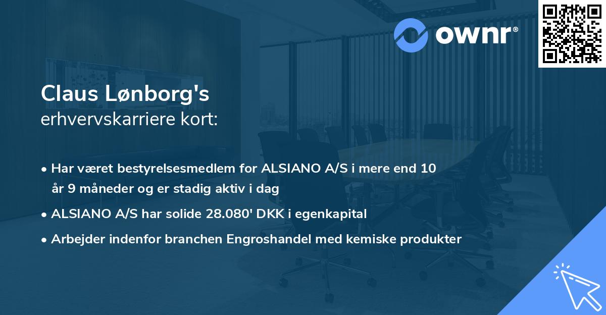 Claus Lønborg's erhvervskarriere kort