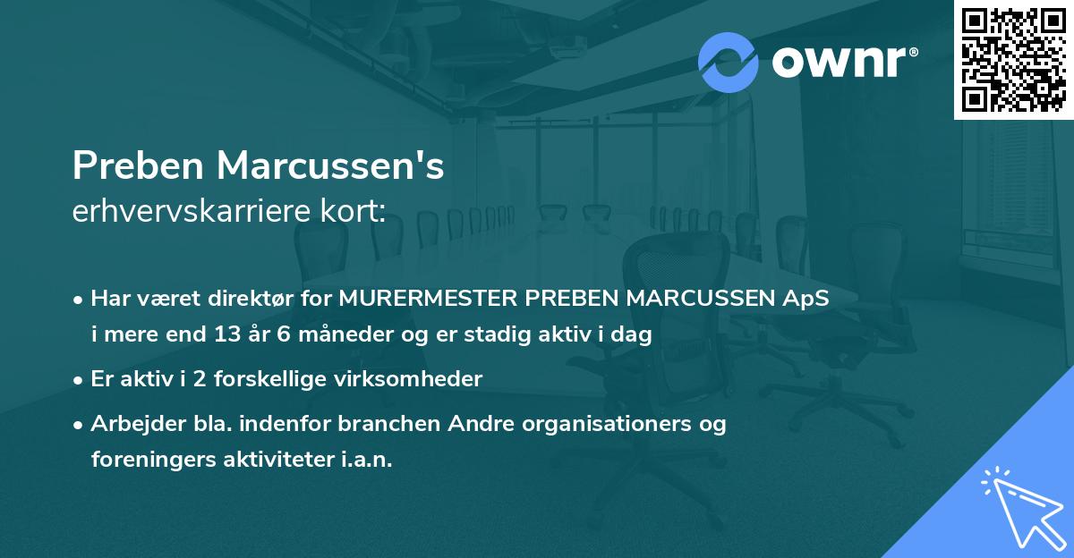 Preben Marcussen's erhvervskarriere kort
