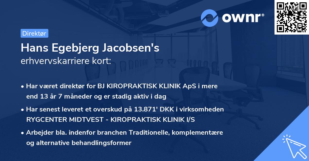 Hans Egebjerg Jacobsen's erhvervskarriere kort