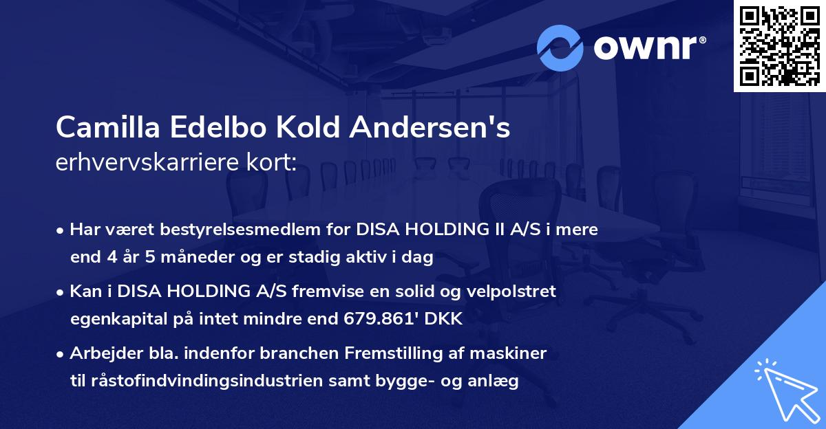 Camilla Edelbo Kold Andersen's erhvervskarriere kort