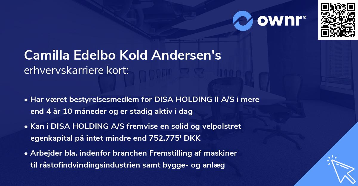 Camilla Edelbo Kold Andersen's erhvervskarriere kort