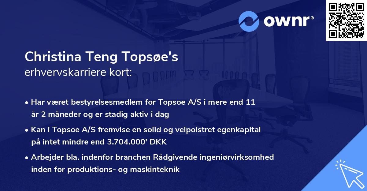 Christina Teng Topsøe's erhvervskarriere kort