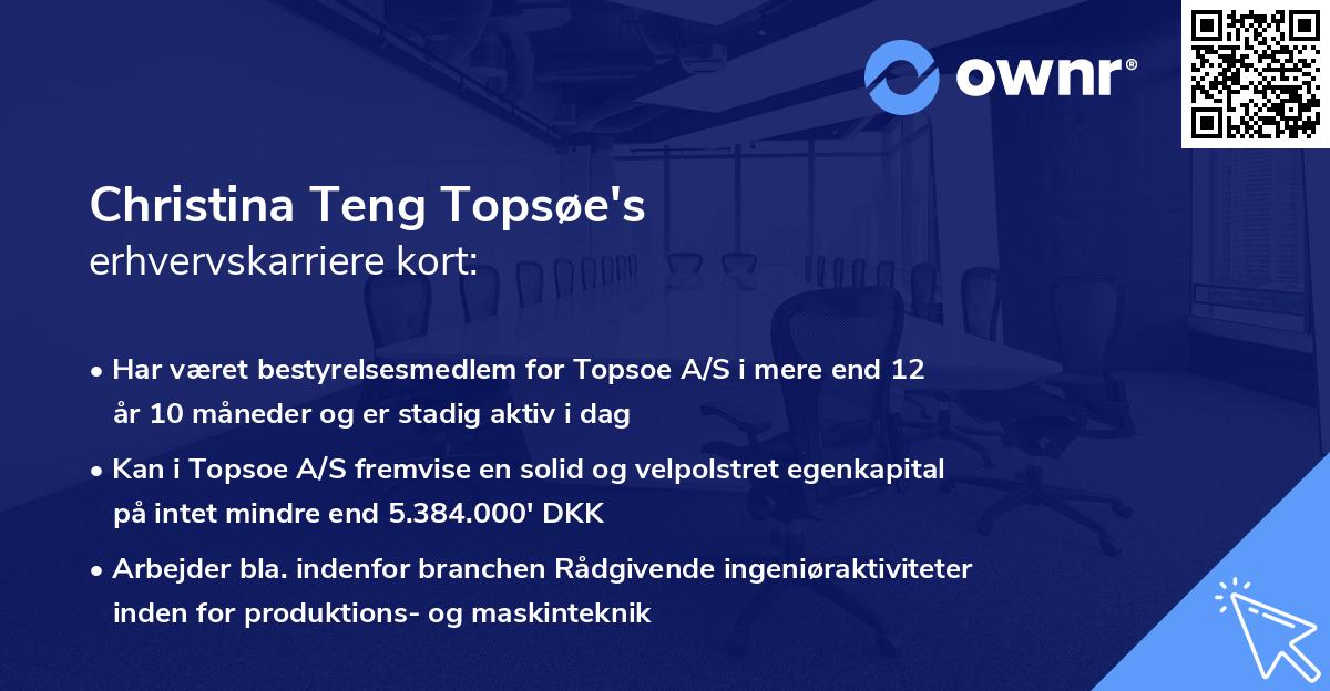 Christina Teng Topsøe's erhvervskarriere kort