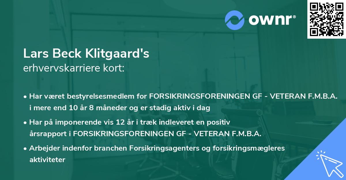 Lars Beck Klitgaard's erhvervskarriere kort