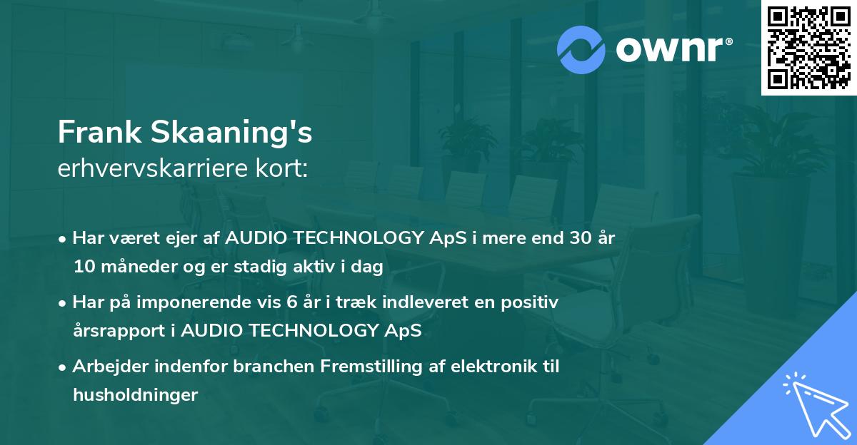 Frank Skaaning's erhvervskarriere kort