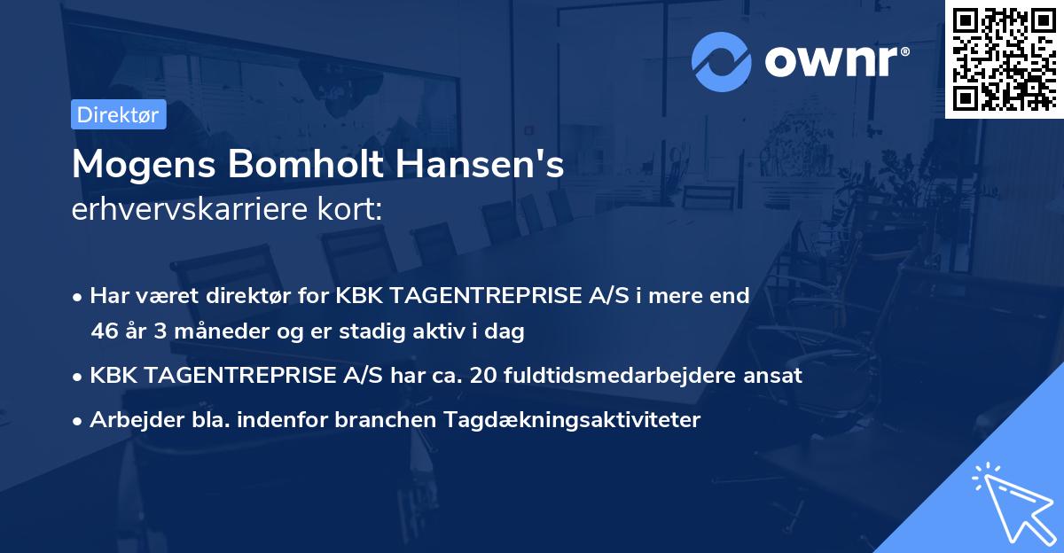 Mogens Bomholt Hansen's erhvervskarriere kort