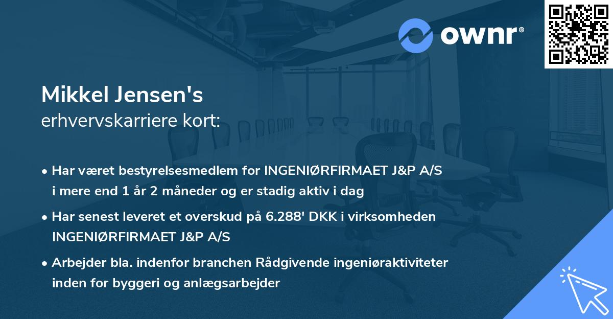 Mikkel Jensen's erhvervskarriere kort