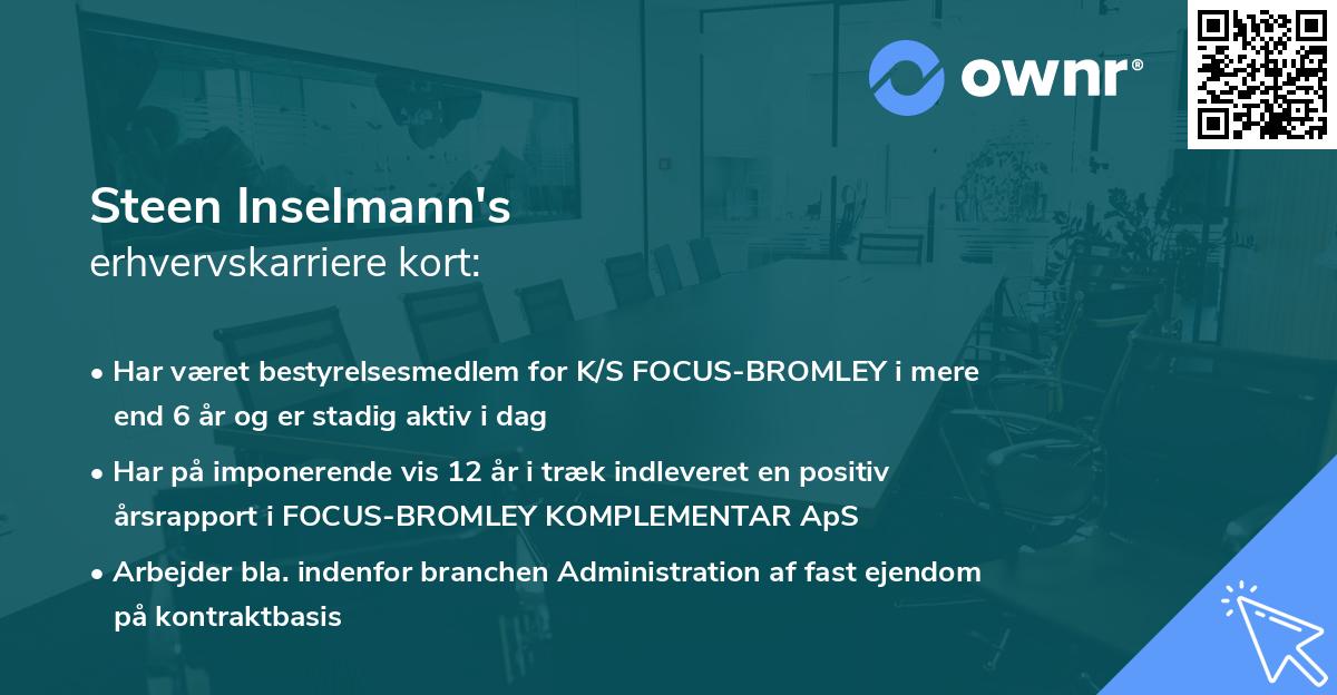 Steen Inselmann's erhvervskarriere kort