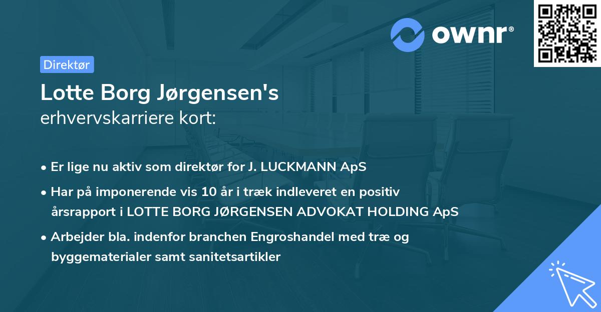 Lotte Borg Jørgensen's erhvervskarriere kort