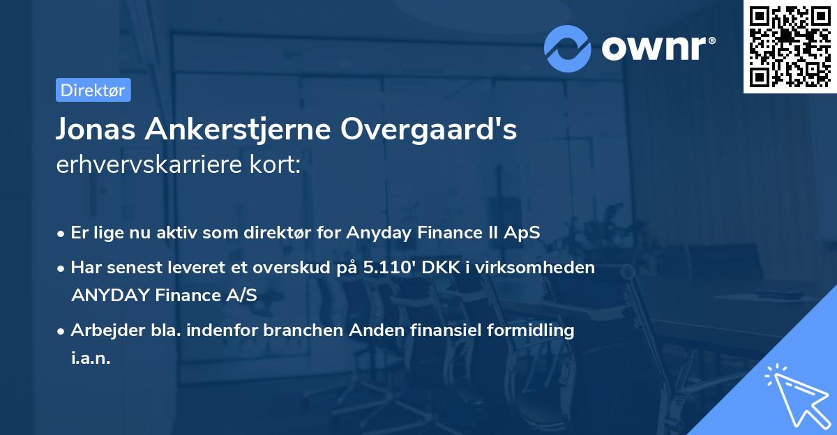 Jonas Ankerstjerne Overgaard's erhvervskarriere kort