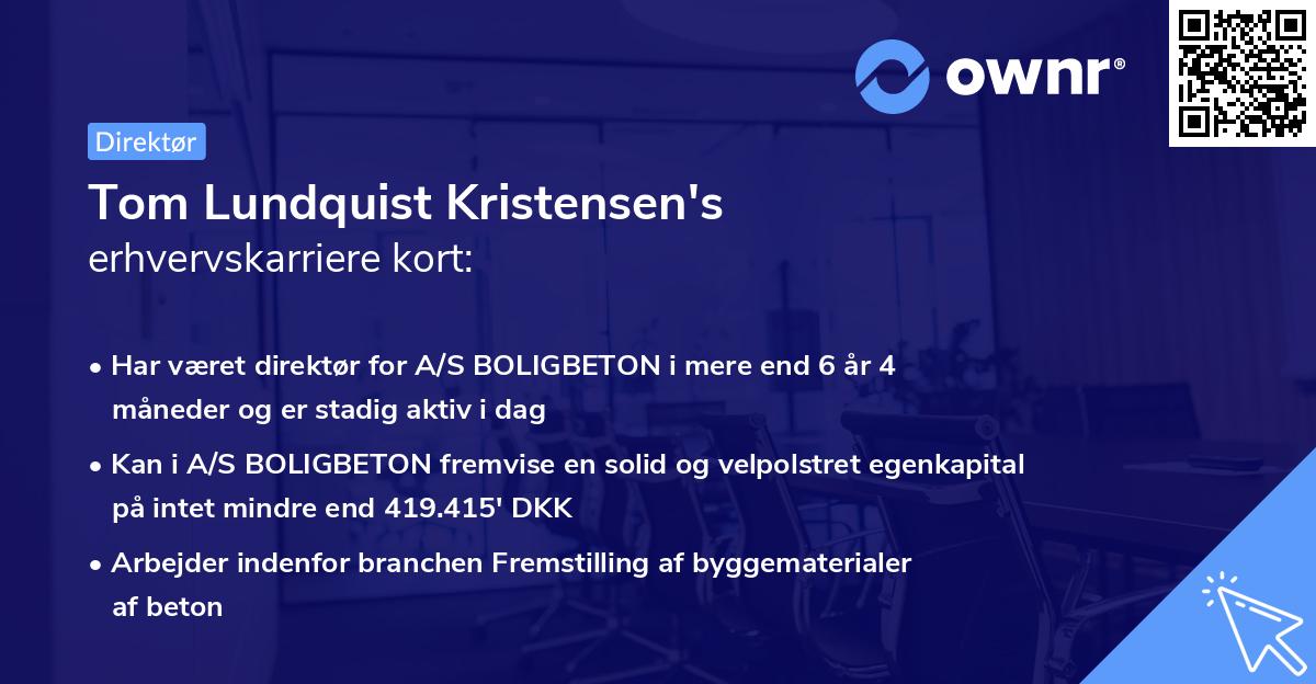 Tom Lundquist Kristensen's erhvervskarriere kort