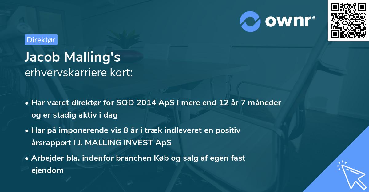 Jacob Malling's erhvervskarriere kort