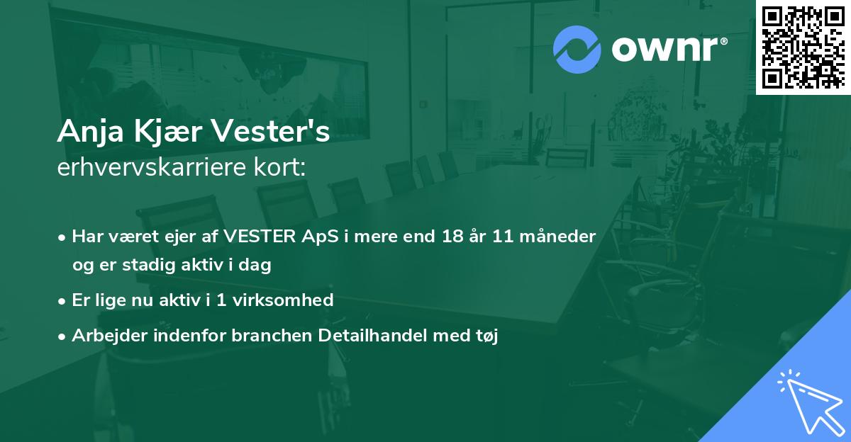 Anja Kjær Vester's erhvervskarriere kort