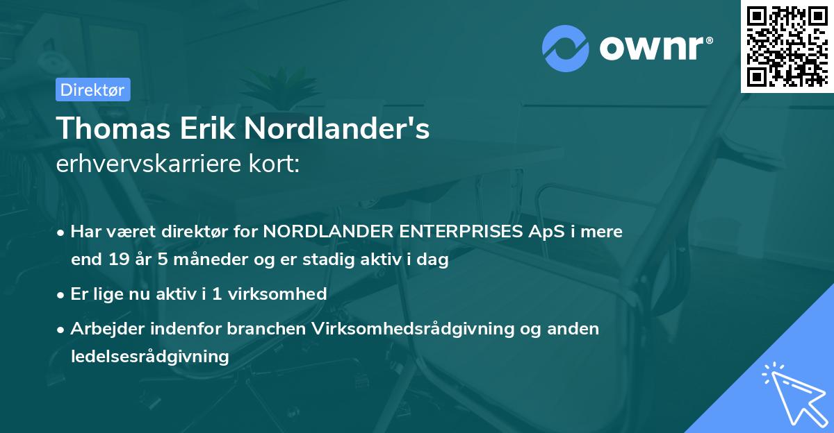 Thomas Erik Nordlander's erhvervskarriere kort
