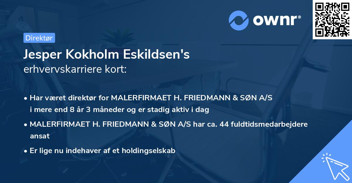 Jesper Kokholm Eskildsen's erhvervskarriere kort
