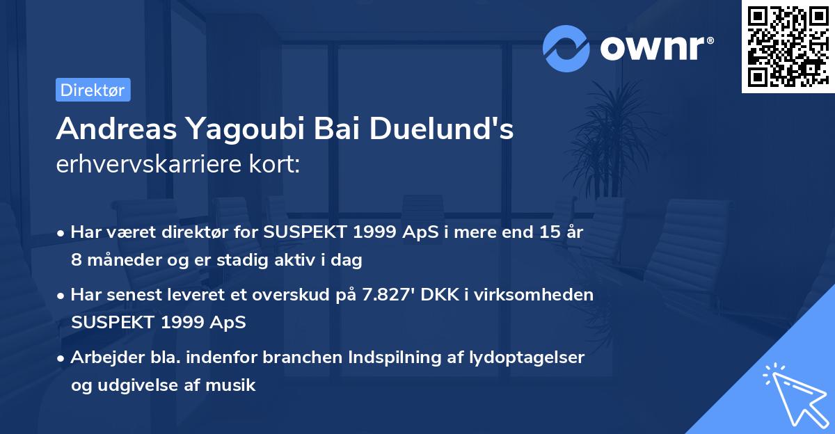 Andreas Yagoubi Bai Duelund's erhvervskarriere kort