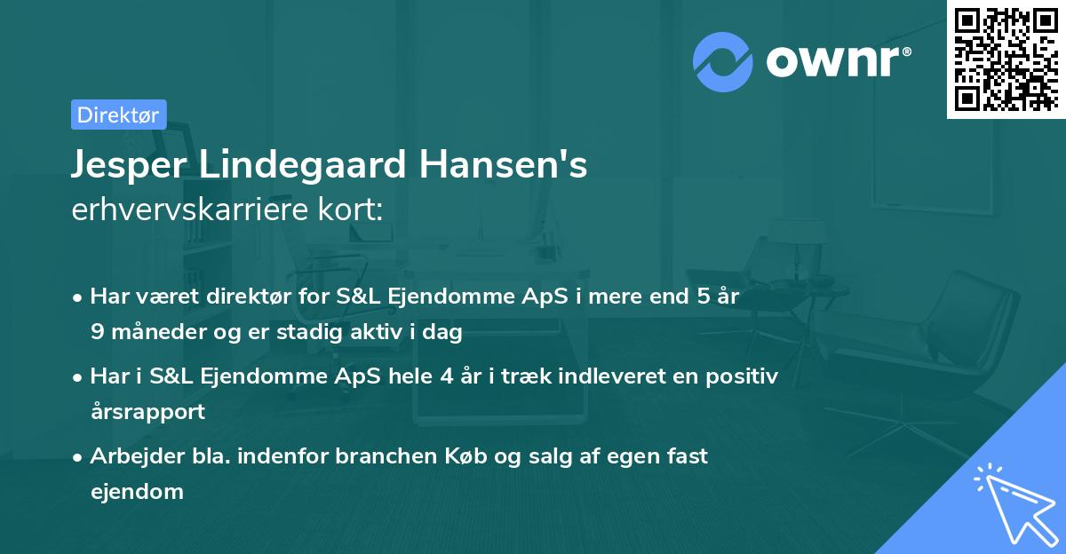 Jesper Lindegaard Hansen's erhvervskarriere kort