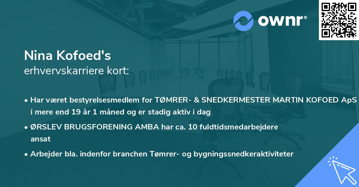 Nina Kofoed's erhvervskarriere kort