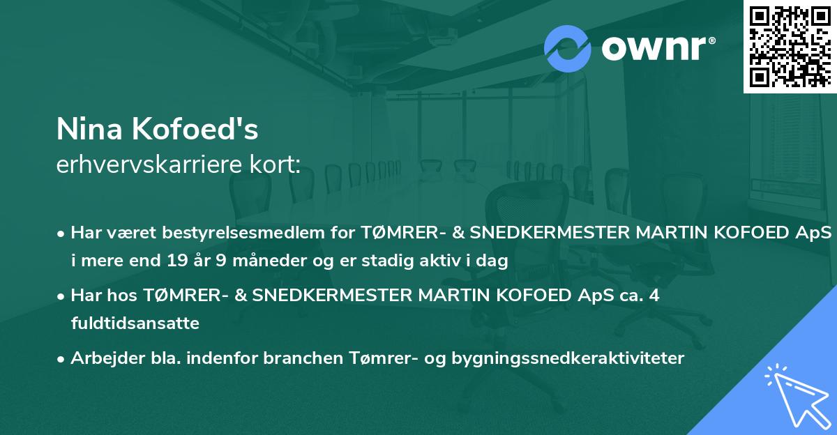 Nina Kofoed's erhvervskarriere kort