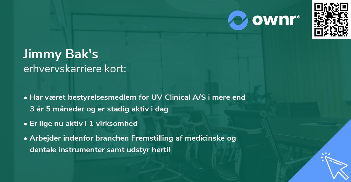 Jimmy Bak's erhvervskarriere kort