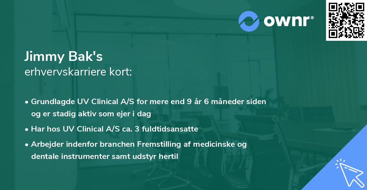Jimmy Bak's erhvervskarriere kort
