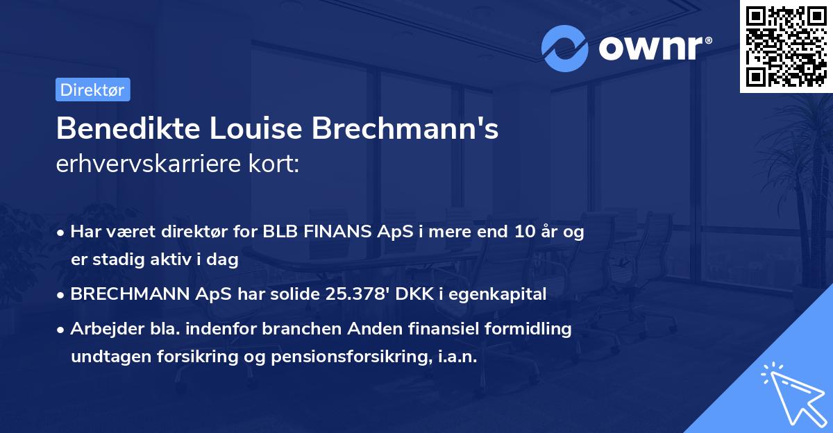 Benedikte Louise Brechmann's erhvervskarriere kort