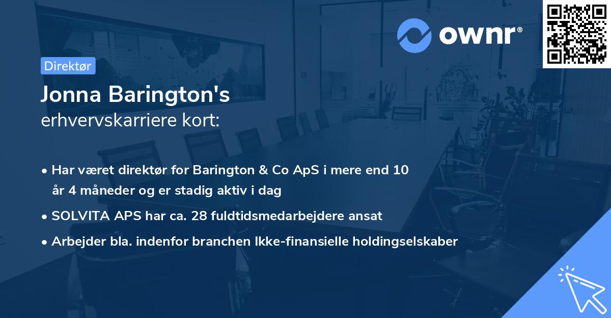Jonna Barington's erhvervskarriere kort