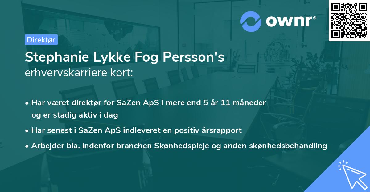 Stephanie Lykke Fog Persson's erhvervskarriere kort