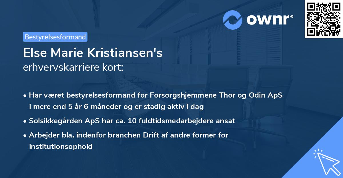 Else Marie Kristiansen's erhvervskarriere kort