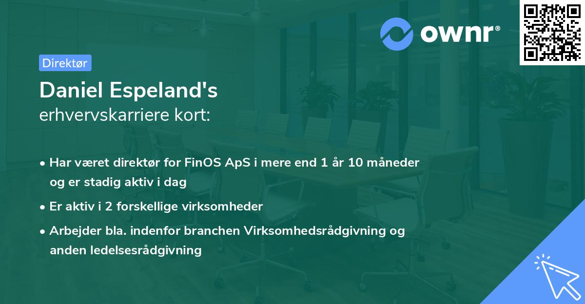 Daniel Espeland's erhvervskarriere kort