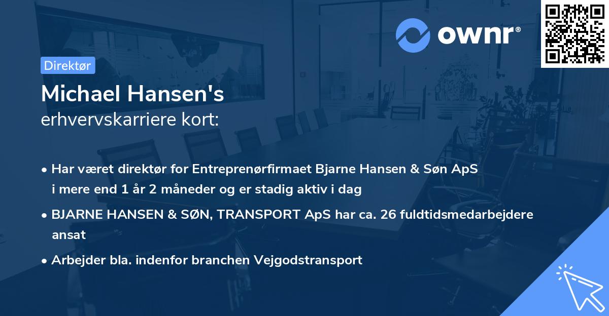 Michael Hansen's erhvervskarriere kort