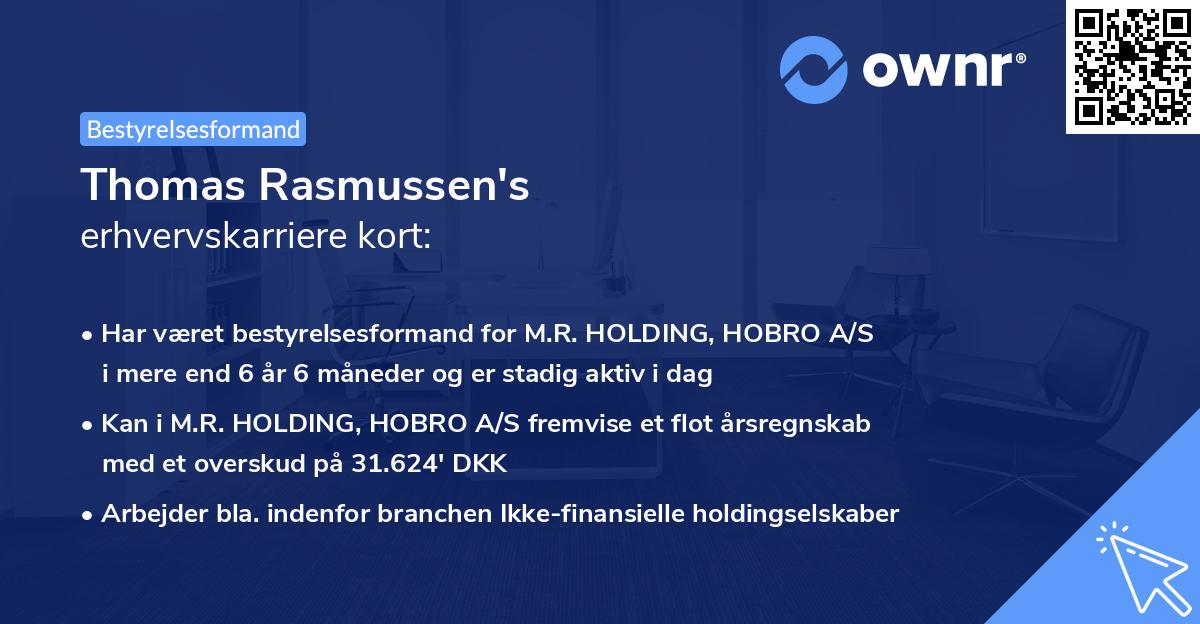 Thomas Rasmussen's erhvervskarriere kort