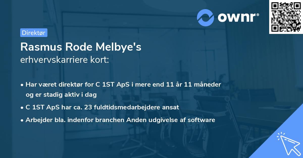 Rasmus Rode Melbye's erhvervskarriere kort