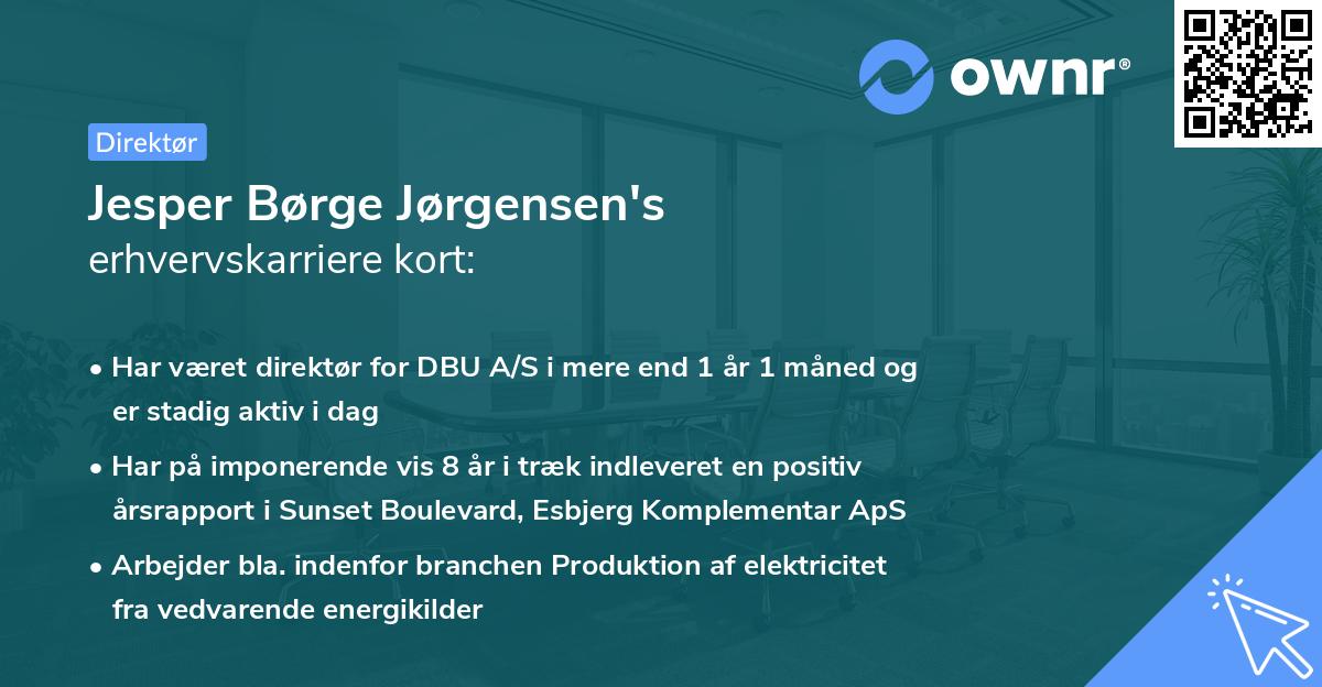 Jesper Børge Jørgensen's erhvervskarriere kort