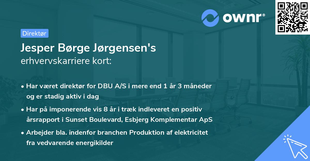 Jesper Børge Jørgensen's erhvervskarriere kort