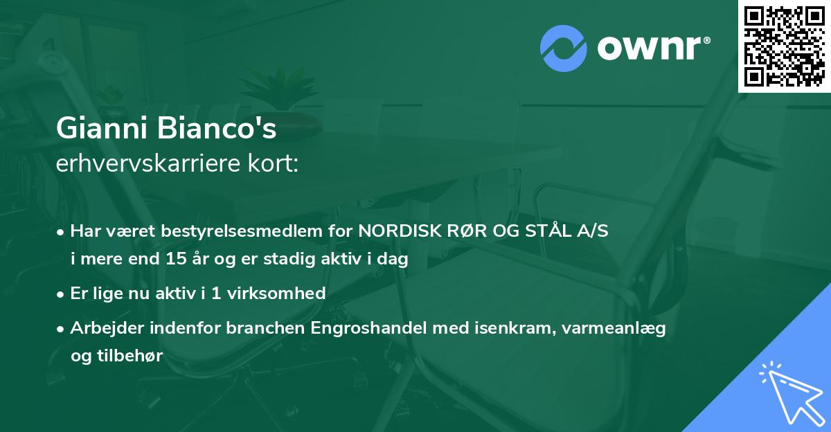 Gianni Bianco's erhvervskarriere kort