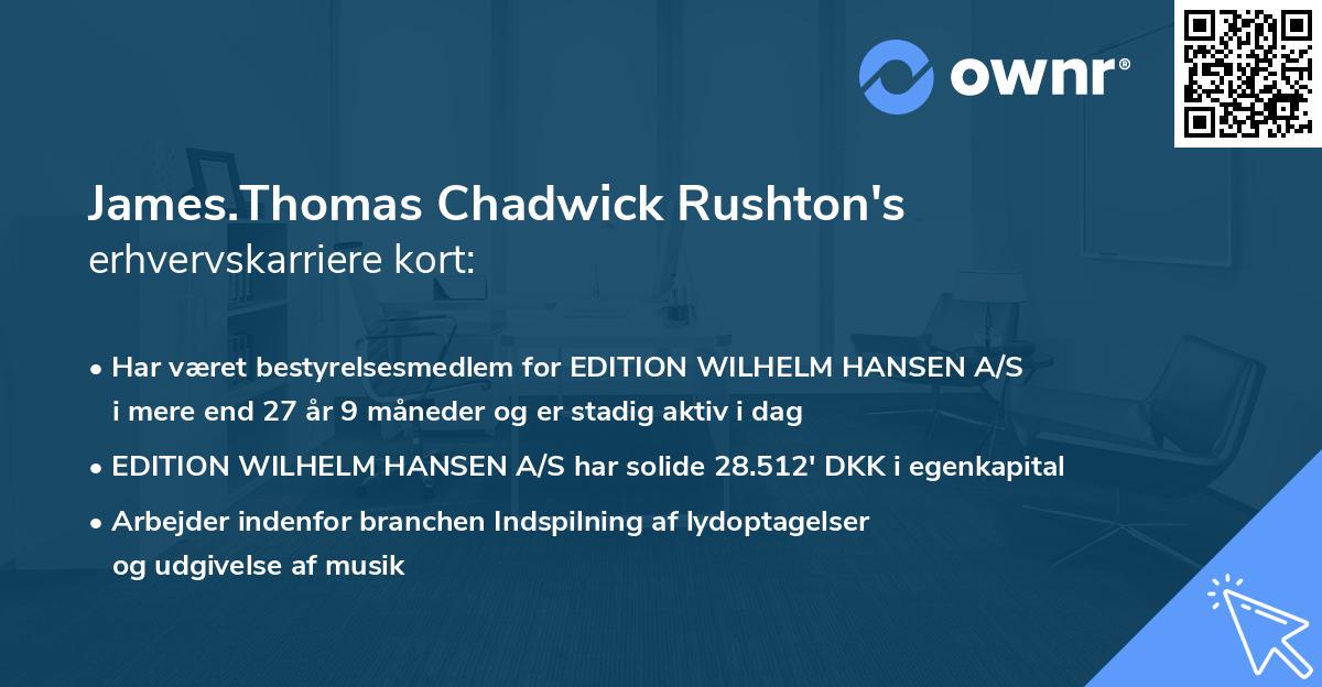 James.Thomas Chadwick Rushton's erhvervskarriere kort