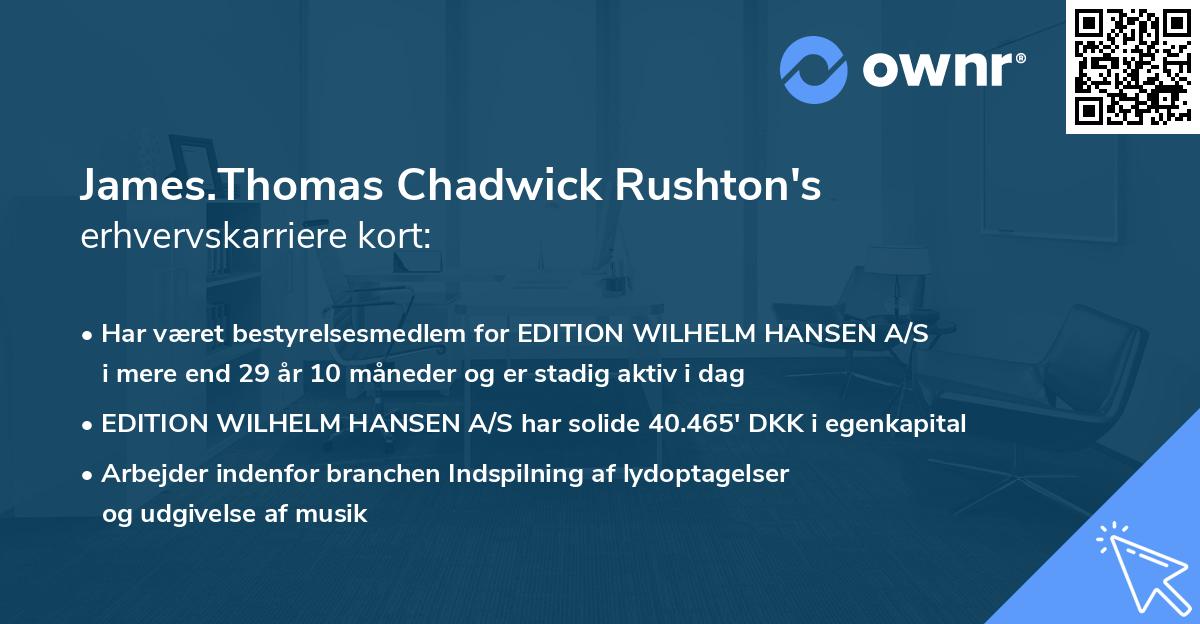 James.Thomas Chadwick Rushton's erhvervskarriere kort