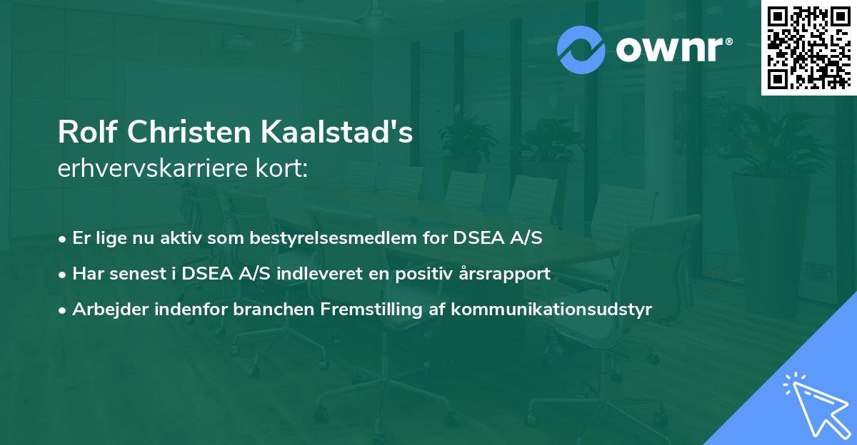 Rolf Christen Kaalstad's erhvervskarriere kort