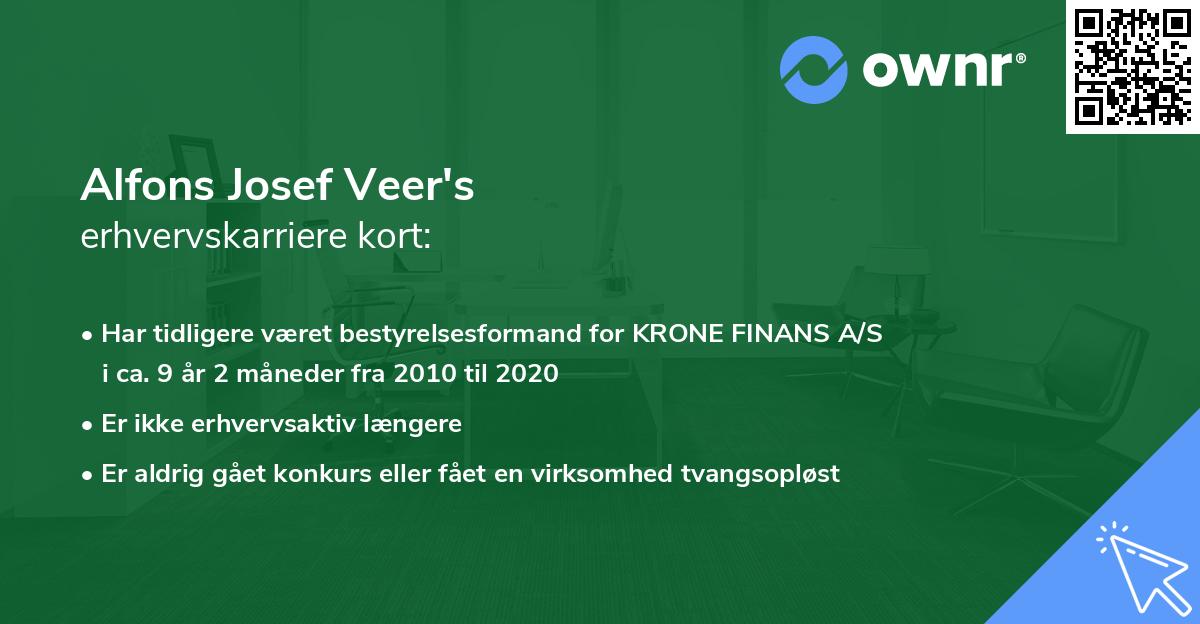 Alfons Josef Veer's erhvervskarriere kort